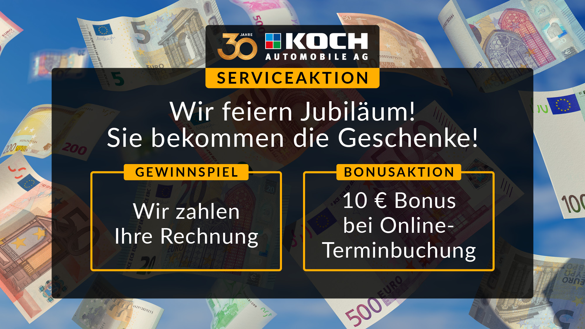 Serviceaktion - Wir zahlen Ihre Rechnung + 10 Euro Bonus bei Termin Onlinebuchung